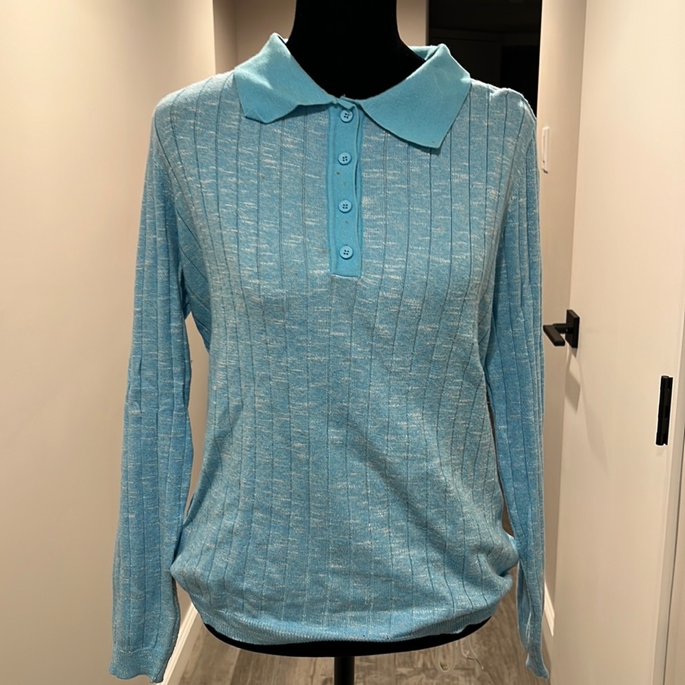 Blue polo shirt! Long sleeves! Super soft!